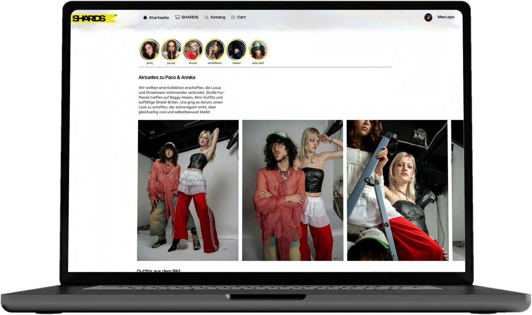 SHARDS Website – Startseite mit Designer:innen