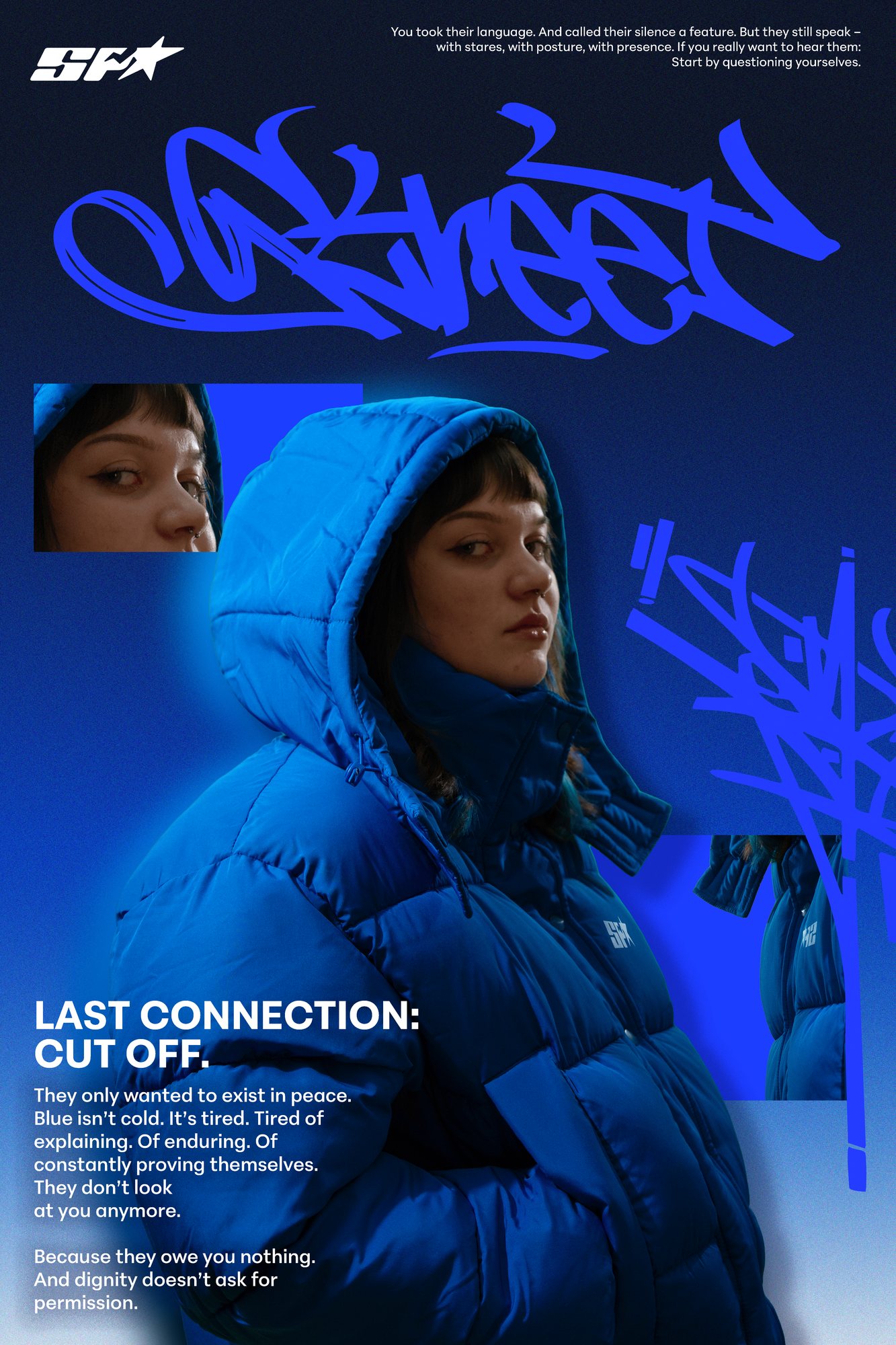 SPX Poster Blau – Last connection: cut off.
